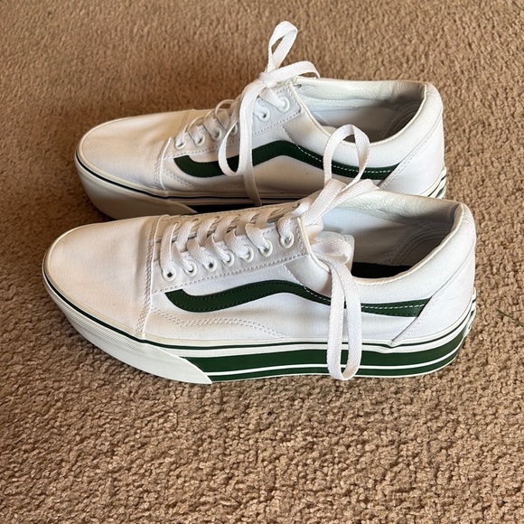 Vans Shoes - Vans White and Green Platform Shoes
